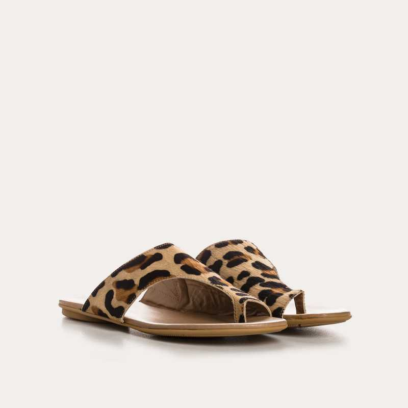 SANDALES MULES REQINS BAO LEOPARD BEIGE